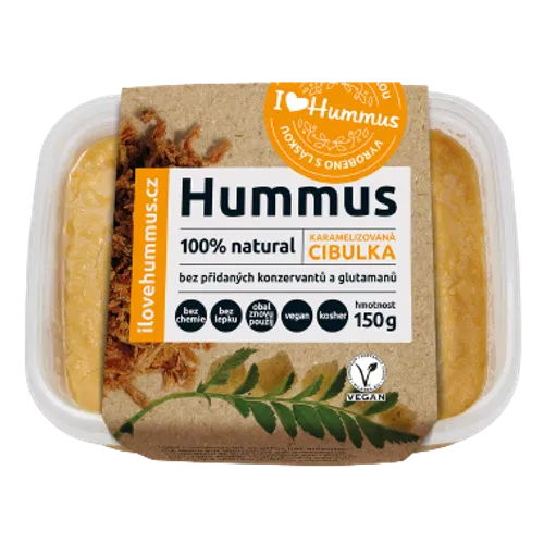 Hummus s karamelizovanou cibulkou